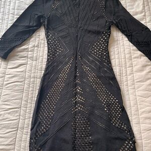 Calvin Klein Black Long Sleeve Cutout Bodycon Dress